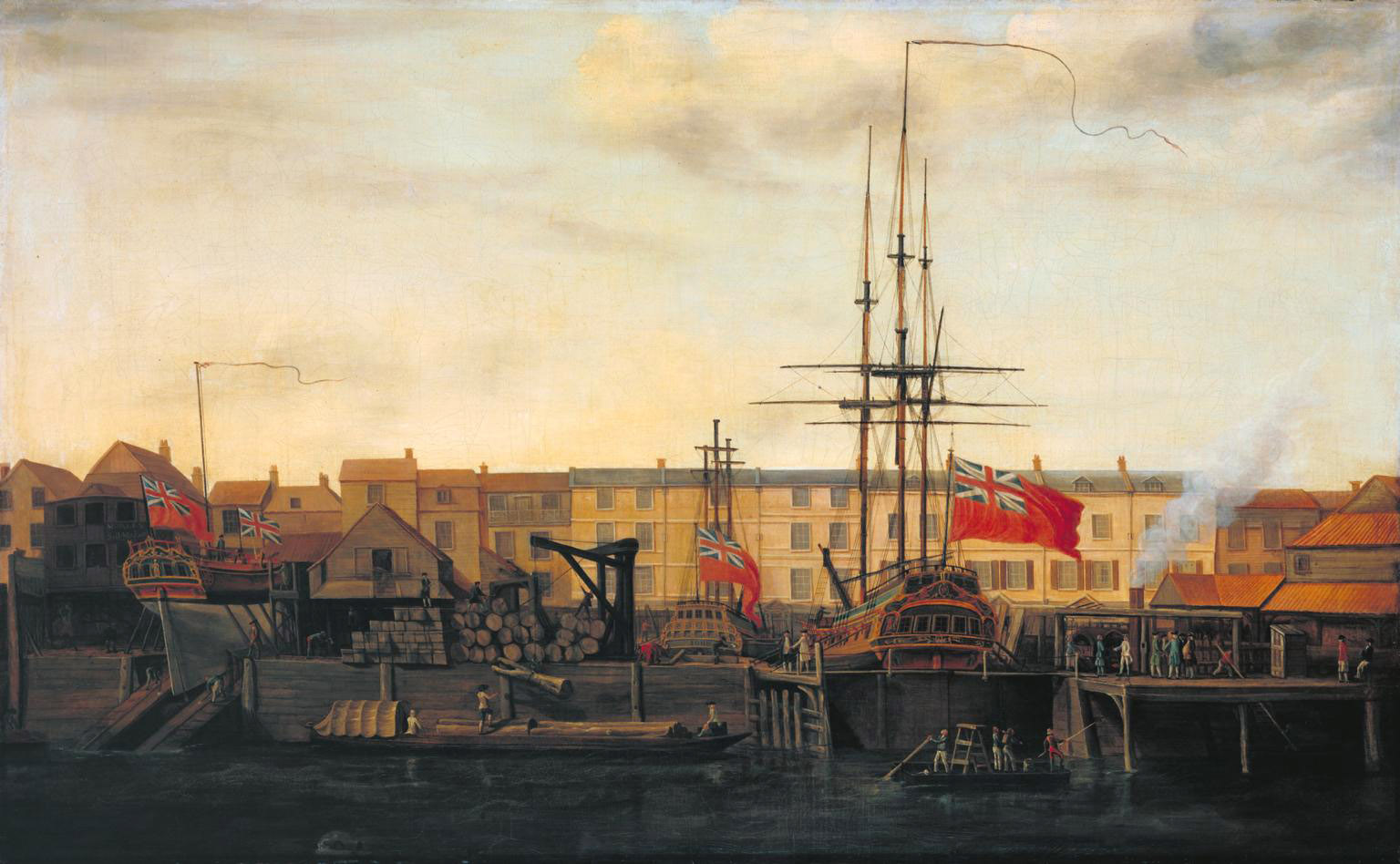The Royal George at Deptford Showing Launch of The Cambridge, by John Cleveley the Elder, 1757